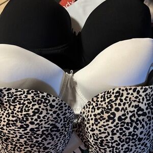 Leopard Print, White, and Black Women's Bra Set